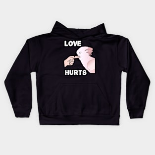 Love Hurts Moluccan Cockatoo Parrot Biting Kids Hoodie